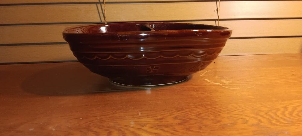 Vintage Marcrest Stoneware Daisy Dot Brown Divided Serving Dish Bowl Ovenproof